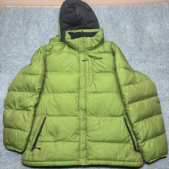 Spyder Other - Spyder Down Jacket Mens XL Green Hooded Puffer Insulated Ski Snow Winter Coat